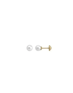 Pearl Stud Earrings|Majorica Taylor 18-Carat Gold 5Mm White Pearl Earrings With Screw Fastening
