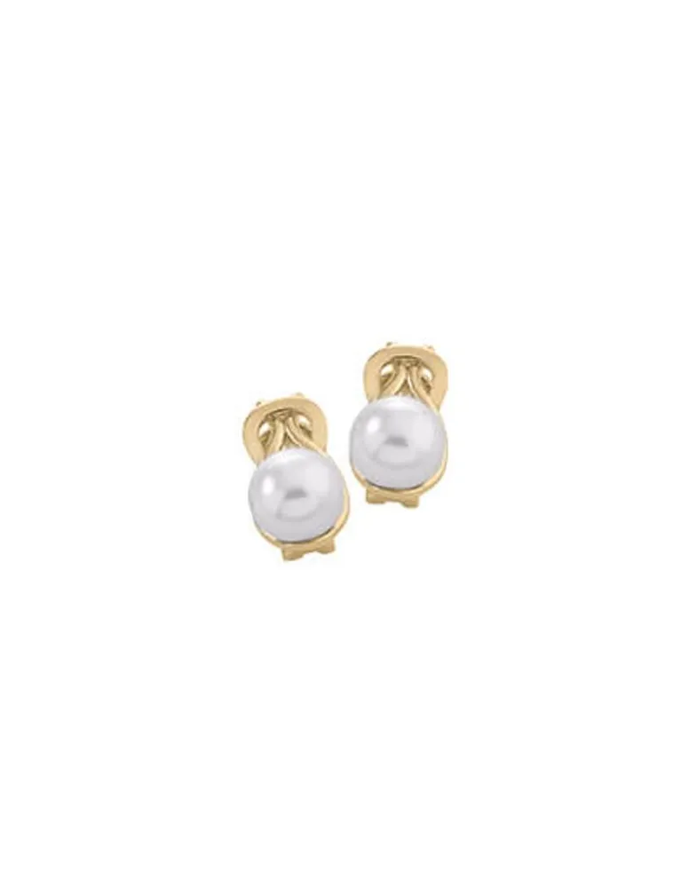 Short Earrings|Majorica Vega 90S Gold Earrings With Round Pearl