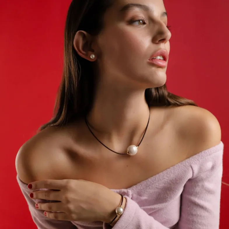 Multipurpose Pendant|Majorica Zindis 45Cm Leather Necklace